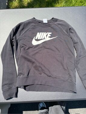 Nike Black Sweatshirt with White Swoosh and Tag